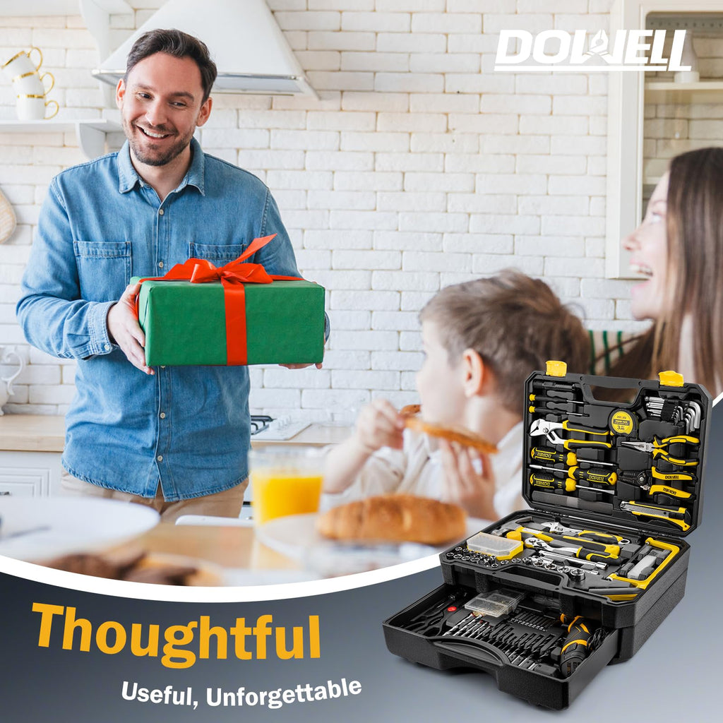 223-Piece Power Drill Tool Set, 12V Cordless Drill Driver Kit with Drawer Toolbox, Socket & Bit Set, Hex Keys, Wrench for Home Renovation, DIY Projects & GaraUse
