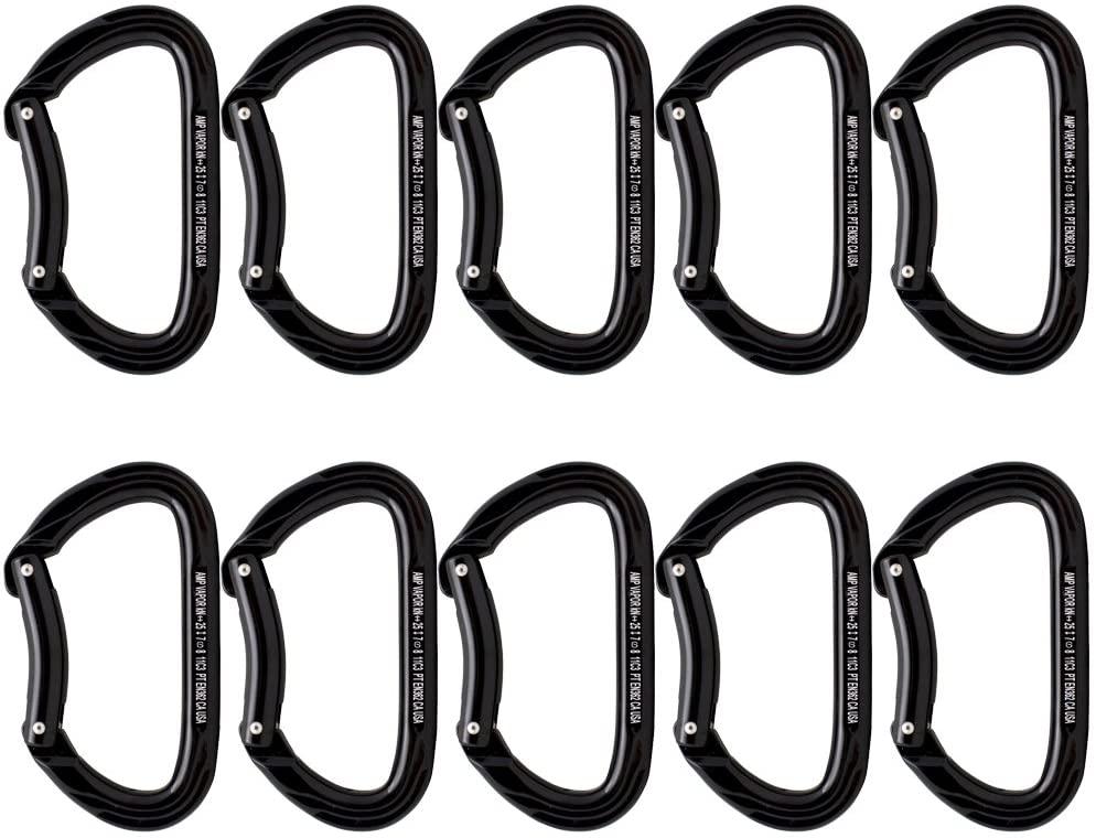 Fusion Climb Vapor Aluminum Bent Gate Modified D Carabiner 10-Pack , Black