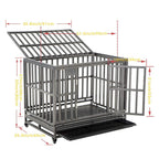 SMONTER Heavy Duty Dog Crate Strong Metal Pet Kennel Playpen with Two Prevent Escape Lock, LarDogs Cawith Wheels