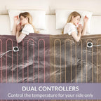 Blanket Queen Size Dual Control, Heated Blanket with 1-12H Timer Auto-Off &amp; 10 Heating Levels, Fast Heating Blanket Machine Washable, Home Office Use ETL Certified, Grey (84x90)