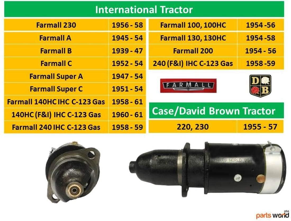 6v starter for farmall a b c 1939-1961 farmall super a starter super c case 220 230 hc international 140hc 240 100hc 200 130 130hc 230 gas 104221a2 104221a2r 1107093 1107067 1108096 355794r91 a449934z