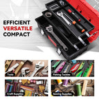 Tool Box Organizer Portable 3-layer Folding Toolbox with Non-slip Handle Tray for Garage, Workshop and On-the-Go Repairs, Red/Black