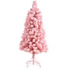 Nearly Natural 4ft. Holiday Frosted Pink Cashmere Artificial Christmas Tree with 30 Jumbo Multicolored Globe LED Lights