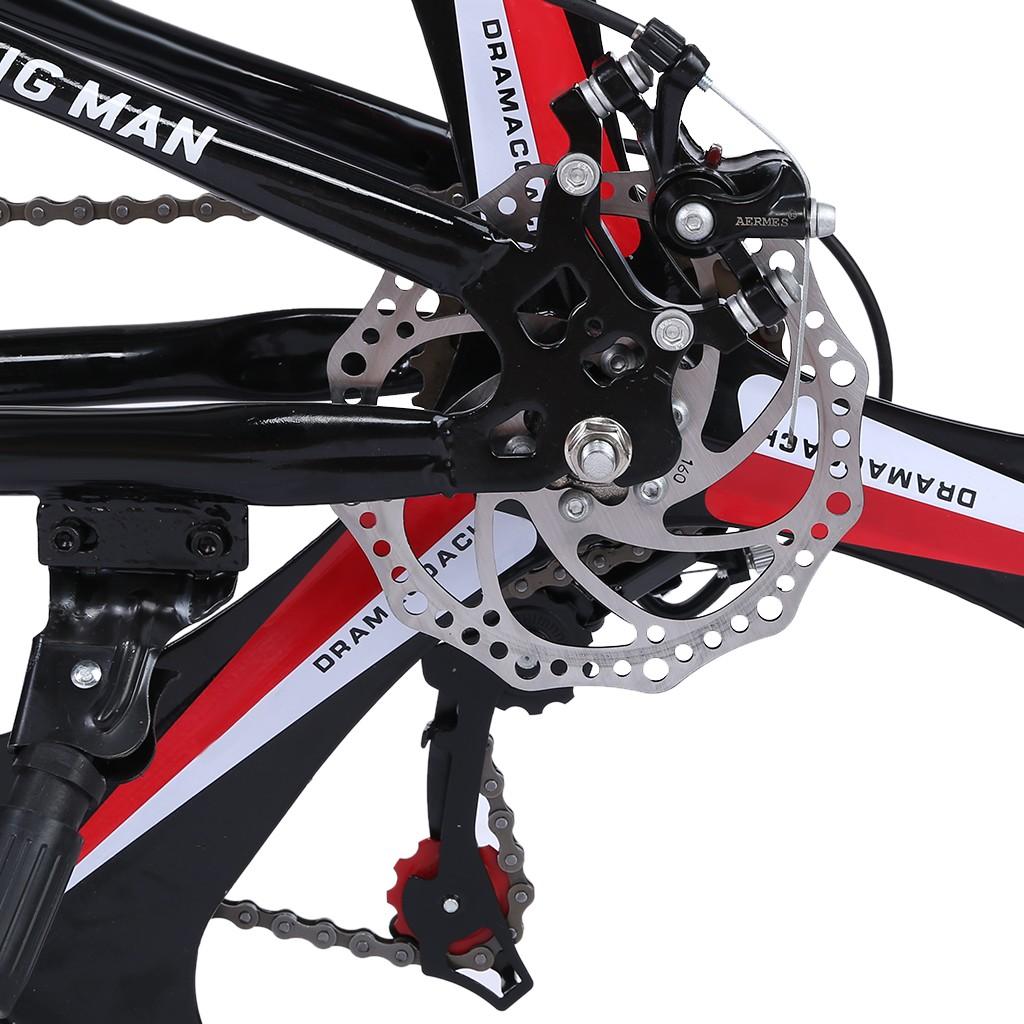Sokhug Folding Mountain Bike for Men Women, 26 In. 21 Speed Carbon Steel MTB for Adults, Full Suspension Disc Brake Outdoor Bikes ,Red