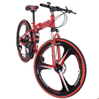Abcnature 26" Men's Outroad Mountain Bike 21-Speed Folding Full Suspension Bicycle Red