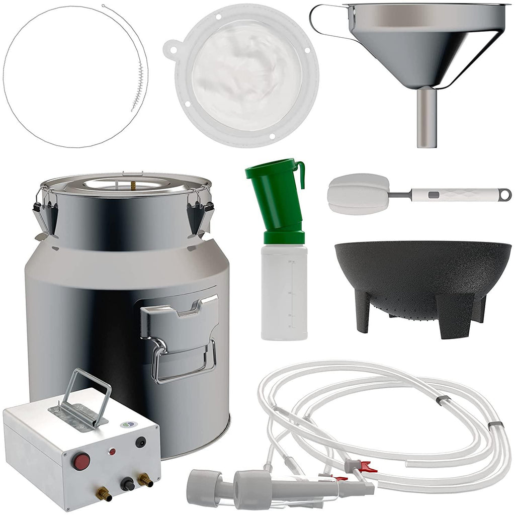 clarexa goat milking machine 14l, electric vacuum pulsation pump milker, 2 in 1 goat &amp; sheep milker, with 14l food grade stainless steel cannister, overflow auto-stop