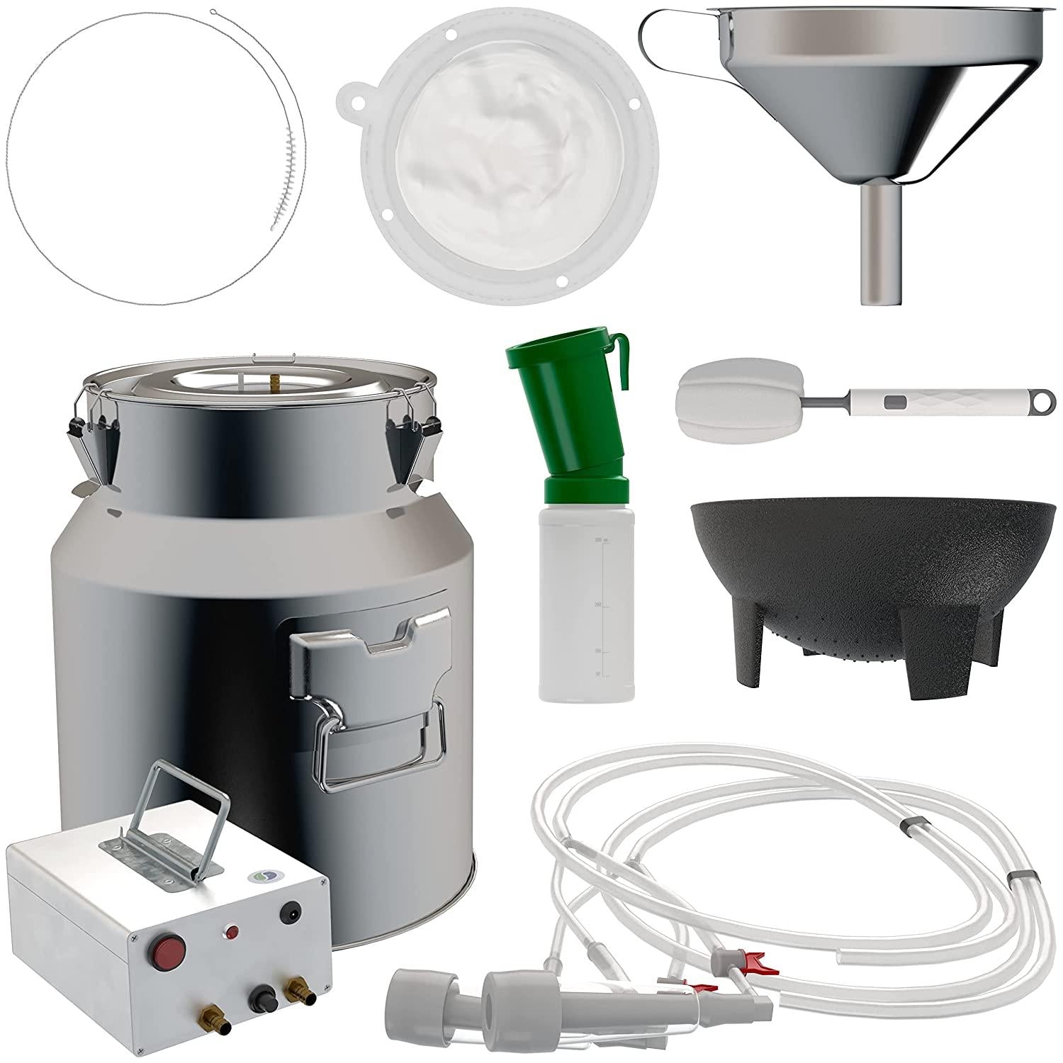 clarexa goat milking machine 14l, electric vacuum pulsation pump milker, 2 in 1 goat &amp; sheep milker, with 14l food grade stainless steel cannister, overflow auto-stop