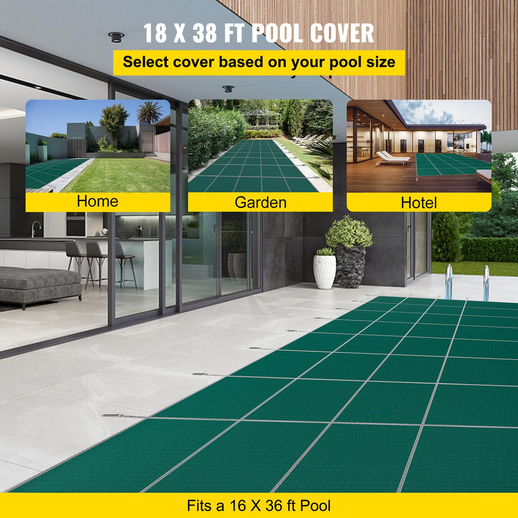 vevor swimming pool safety cover inground 18x38ft rectangle fitting16x36ft pool