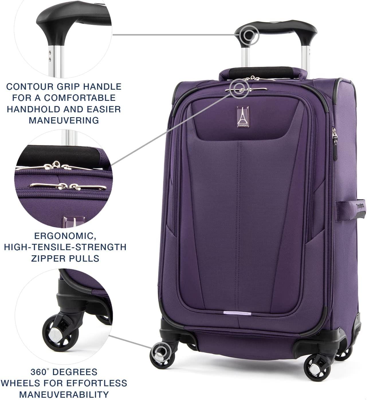 Maxlite 5 Softside Expandable Luggage with 4 Spinner Wheels, Lightweight Suitcase, Men and Women, Imperial Purple, Carry-On 21-Inch