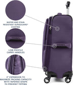 Maxlite 5 Softside Expandable Luggage with 4 Spinner Wheels, Lightweight Suitcase, Men and Women, Imperial Purple, Carry-On 21-Inch
