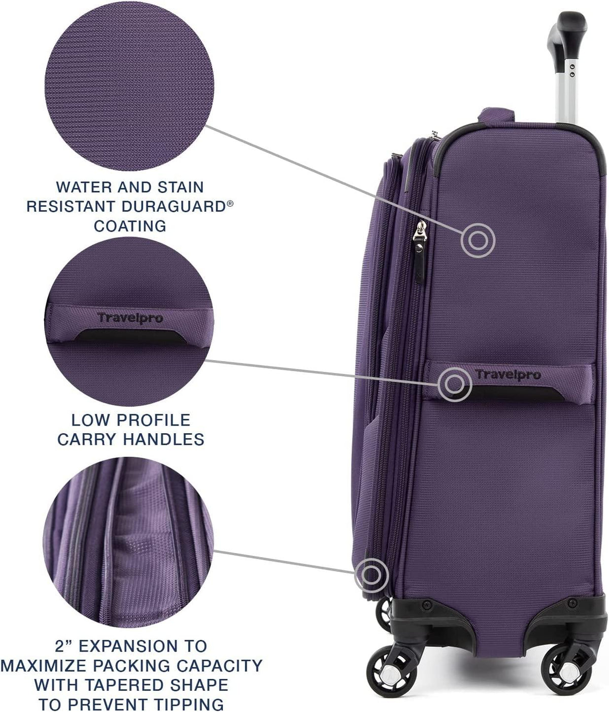 Maxlite 5 Softside Expandable Luggage with 4 Spinner Wheels, Lightweight Suitcase, Men and Women, Imperial Purple, Carry-On 21-Inch
