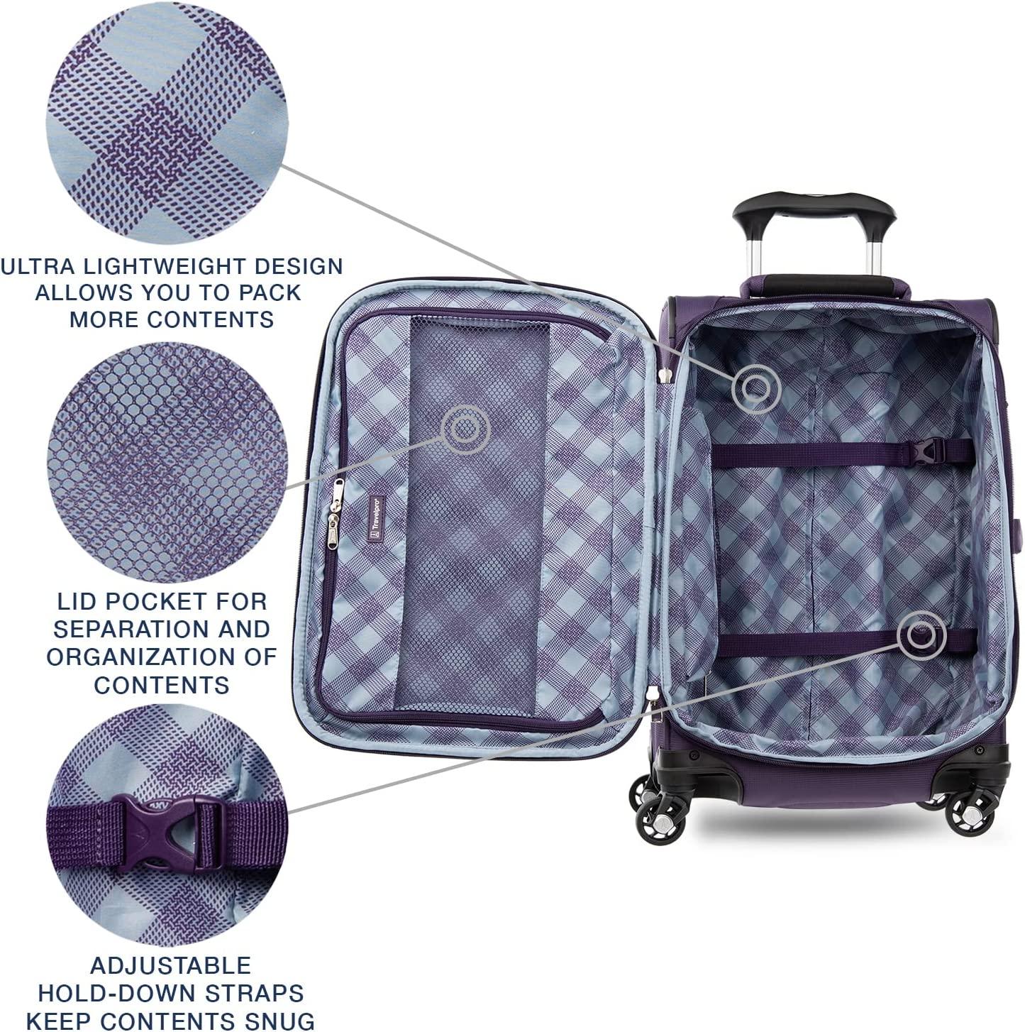 Maxlite 5 Softside Expandable Luggage with 4 Spinner Wheels, Lightweight Suitcase, Men and Women, Imperial Purple, Carry-On 21-Inch