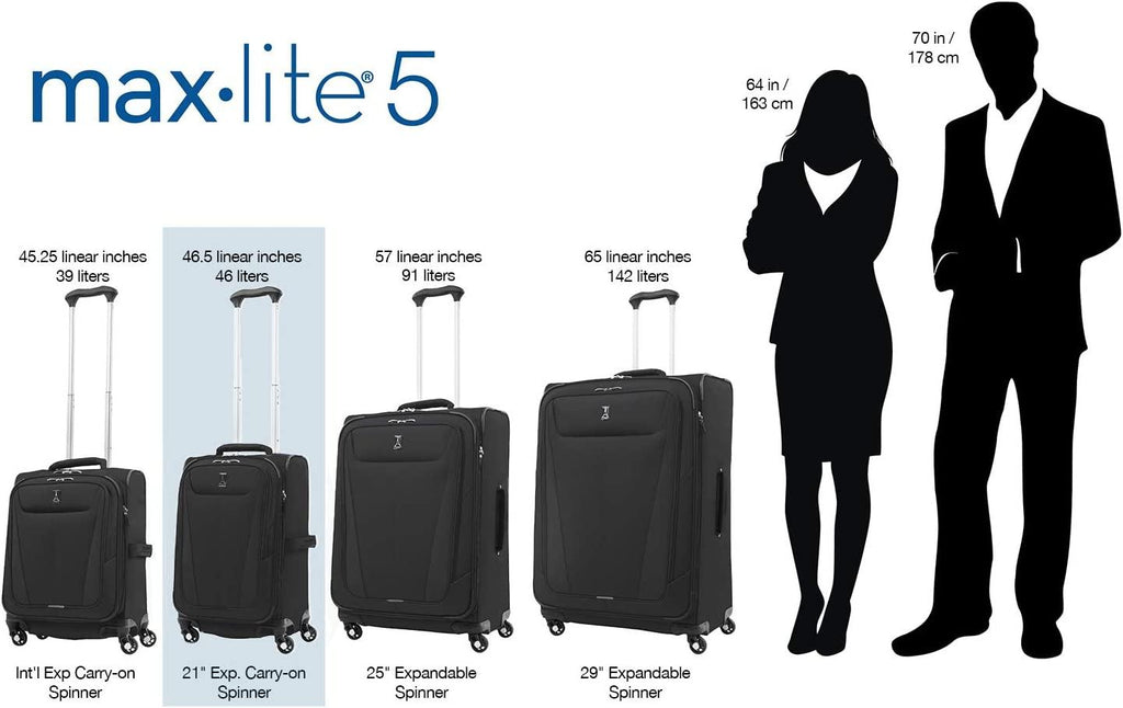 Maxlite 5 Softside Expandable Luggage with 4 Spinner Wheels, Lightweight Suitcase, Men and Women, Imperial Purple, Carry-On 21-Inch