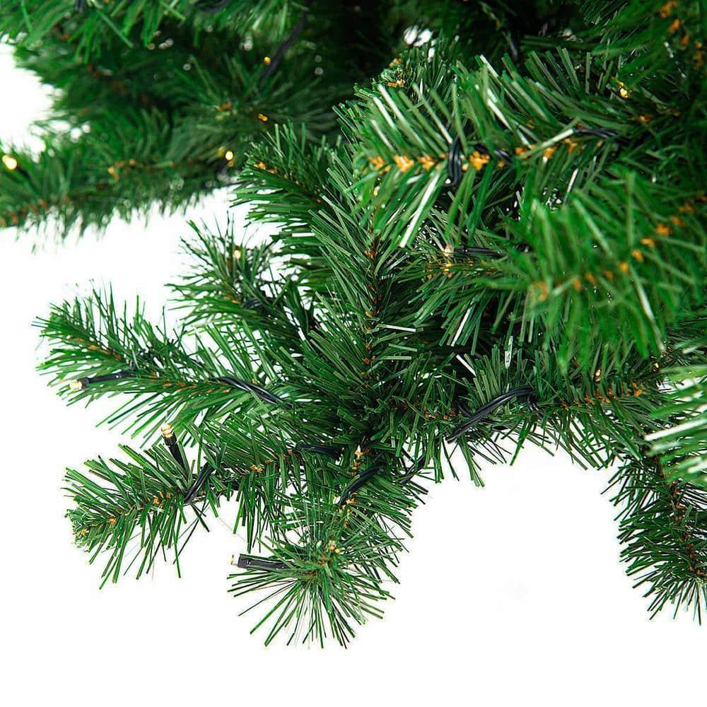 9 ft. Pre-Lit PVC Artificial Christmas Tree Hinged with 700 LED Lights and Stand