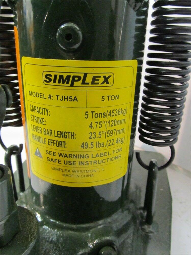 Simplex TJH5A, Heavy Duty Steel Toe Jack, 5 Ton Capacity, 4.75" Stroke