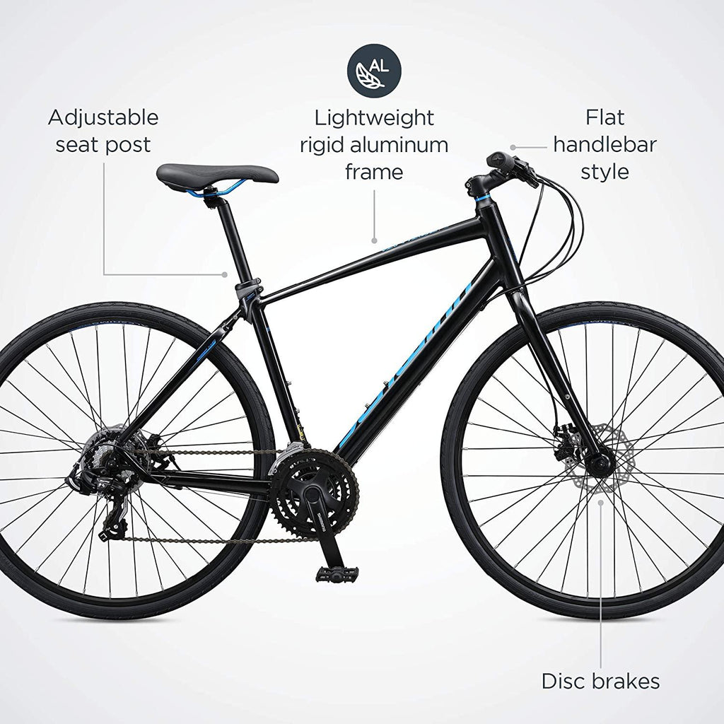 Schwinn VantaMens/Womens Sport Hybrid Bike, 18-24 Speed Drivetrain, Aluminum Frame, Flat Bar, Disc Brakes, Smooth Ride Technology, Multiple Colors