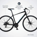 Schwinn VantaMens/Womens Sport Hybrid Bike, 18-24 Speed Drivetrain, Aluminum Frame, Flat Bar, Disc Brakes, Smooth Ride Technology, Multiple Colors