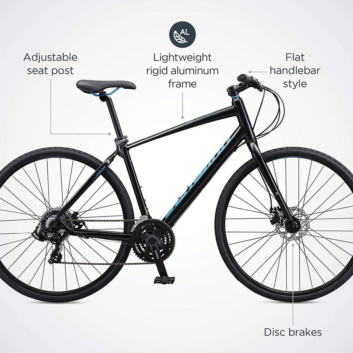 Schwinn VantaMens/Womens Sport Hybrid Bike, 18-24 Speed Drivetrain, Aluminum Frame, Flat Bar, Disc Brakes, Smooth Ride Technology, Multiple Colors