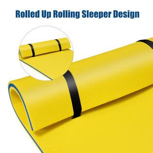 Costway 3-Layer Tear-proof Water Mat Floating Pad Island Water Sports Relaxing Yellow
