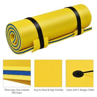Costway 3-Layer Tear-proof Water Mat Floating Pad Island Water Sports Relaxing Yellow
