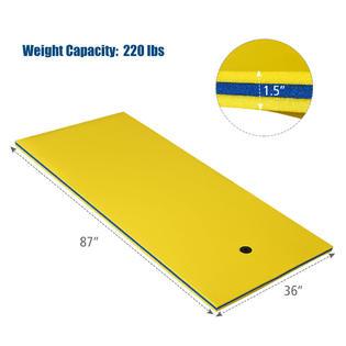 Costway 3-Layer Tear-proof Water Mat Floating Pad Island Water Sports Relaxing Yellow