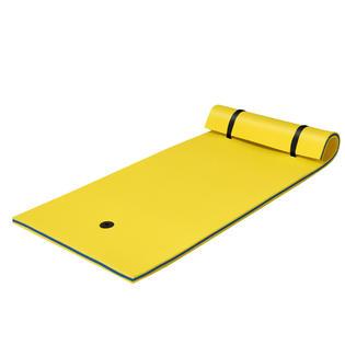 Costway 3-Layer Tear-proof Water Mat Floating Pad Island Water Sports Relaxing Yellow