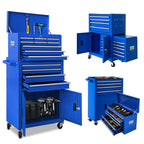 13-Drawer Rolling Tool Chest, 2 in 1 Detachable Metal Tool Cabinet with Lock & Wheels, Heavy-Duty Tool StoraOrganizer for Garage, Workshop, Auto Repair & Home(Blue)