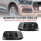 2018-2023 Audi Q5 Standard Version 2PCS Black/Chrome Front Bumper Cover Grille Bezel Insert Generic