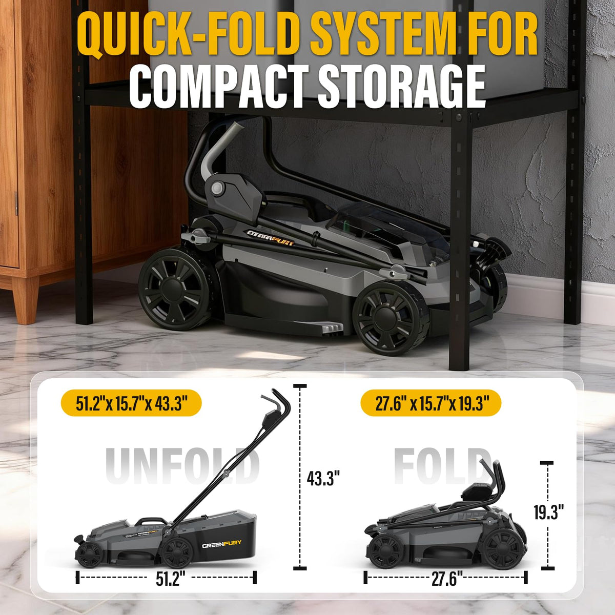 Cordless Lawn Mower Compatible with Dewalt 20V MAX Battery (Tool Only) | 13" Deck, Brushless Motor, 5-Position Height Adjust, 8 Gal Bag, Ideal for Small Yards
