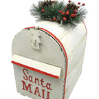 42 in. Tall Standing Santa's Mail Christmas Mailbox with Light-up Wreath in Antique White