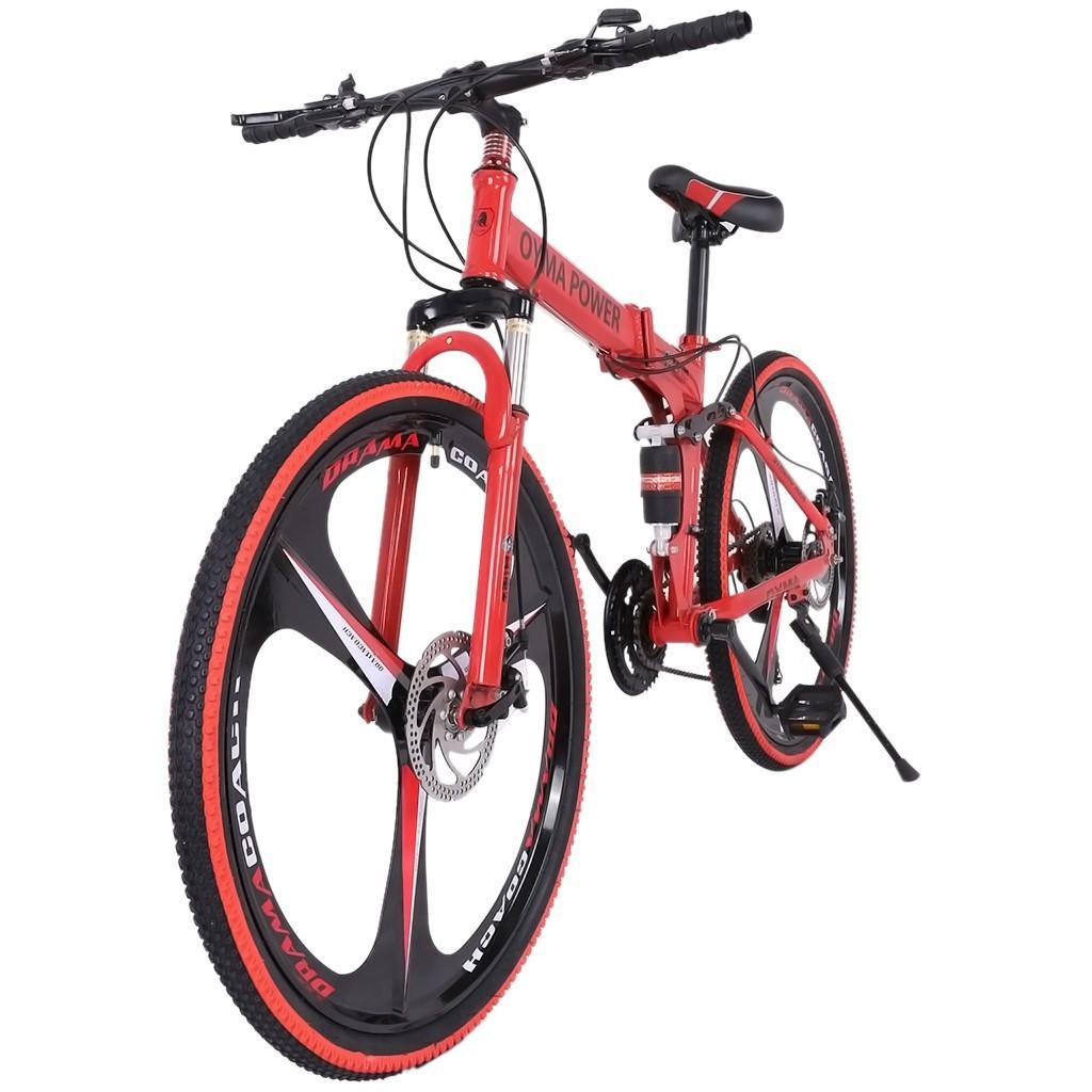 HOMBOM 26in Folding Mountain Bike s 21 Speed Bicycle Full Suspension MTB Bikes