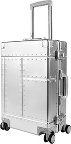 All Aluminum Carry On Luggage Hard Shell Luggage Aluminum Suitcase for Travel Zipperless Luggage Checked Luggage with Silent 360° Spinner Wheels 20 In. (Industry Style, Sliver)