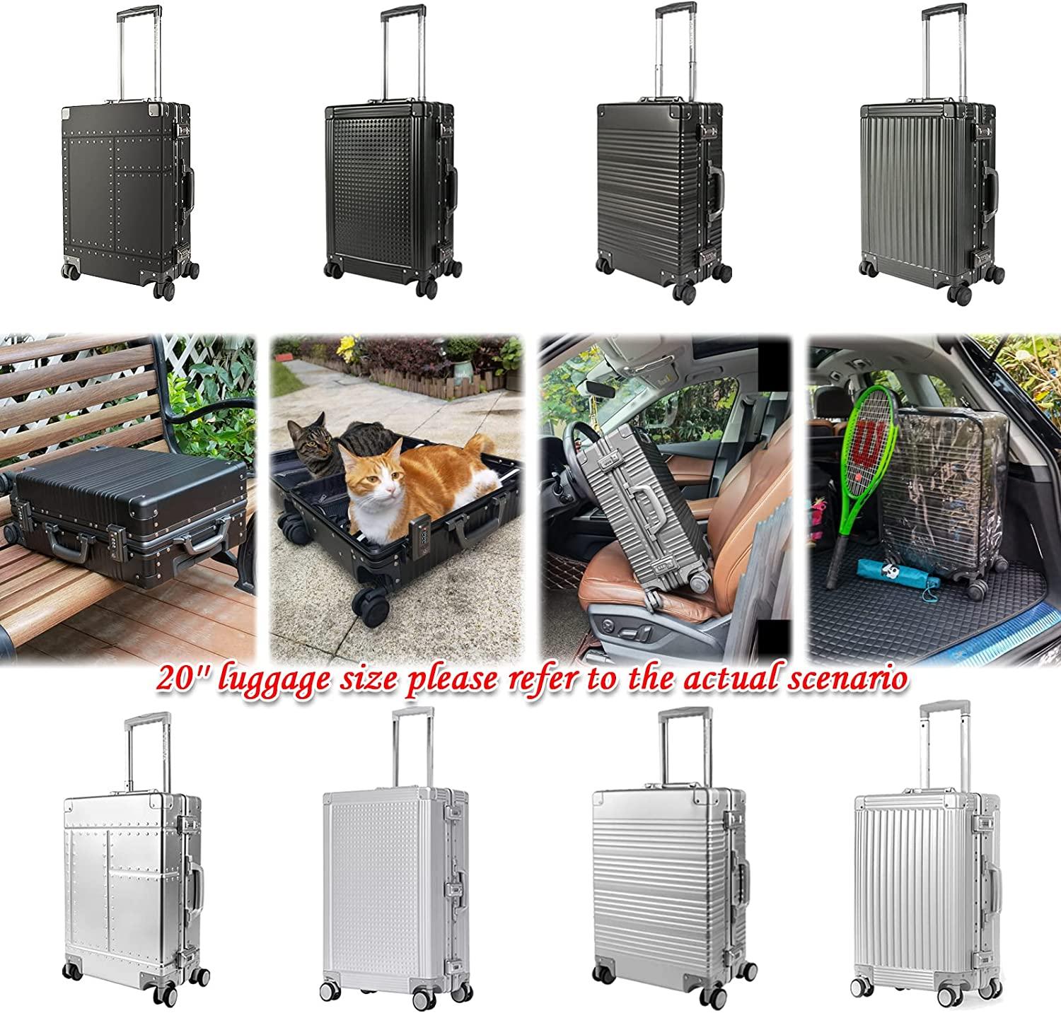 All Aluminum Carry On Luggage Hard Shell Luggage Aluminum Suitcase for Travel Zipperless Luggage Checked Luggage with Silent 360° Spinner Wheels 20 In. (Industry Style, Sliver)