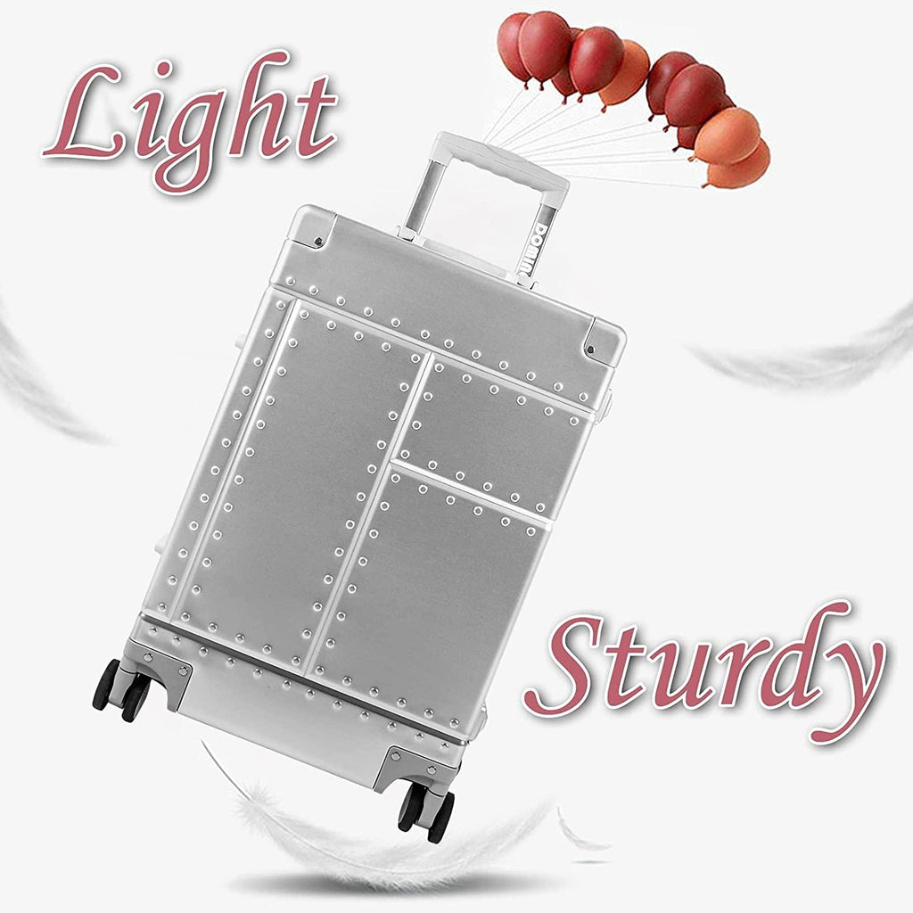 All Aluminum Carry On Luggage Hard Shell Luggage Aluminum Suitcase for Travel Zipperless Luggage Checked Luggage with Silent 360° Spinner Wheels 20 In. (Industry Style, Sliver)