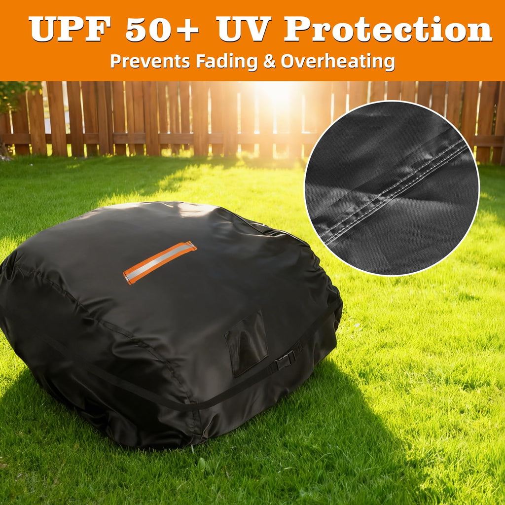 Robot Lawn Mower Cover Waterproof, 500D Heavy Duty Wire Automatic Robotic Lawnmower Protective Cover, Smart Mowing Machine Cover with Drawstring &amp; Buckles, 32x24x17 in, Black