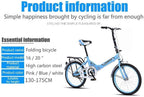20" Folding Bike, Foldable Commuter Bicycle for Adult Student, Ultra-Light Portable Women's City Mountain Cycling for Outdoor Sports,Pink [US in Stock]