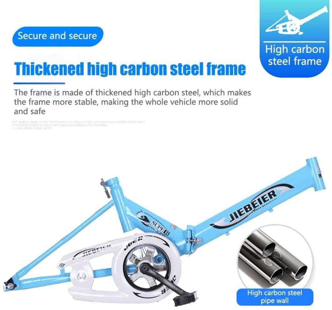 20-inch Folding 7 Speed Foldable Commuter Bicycle for Women Men, Adult Student Ultra-Light Portable Steel Folding Frame Leisure Bicycle for Students, Office Workers
