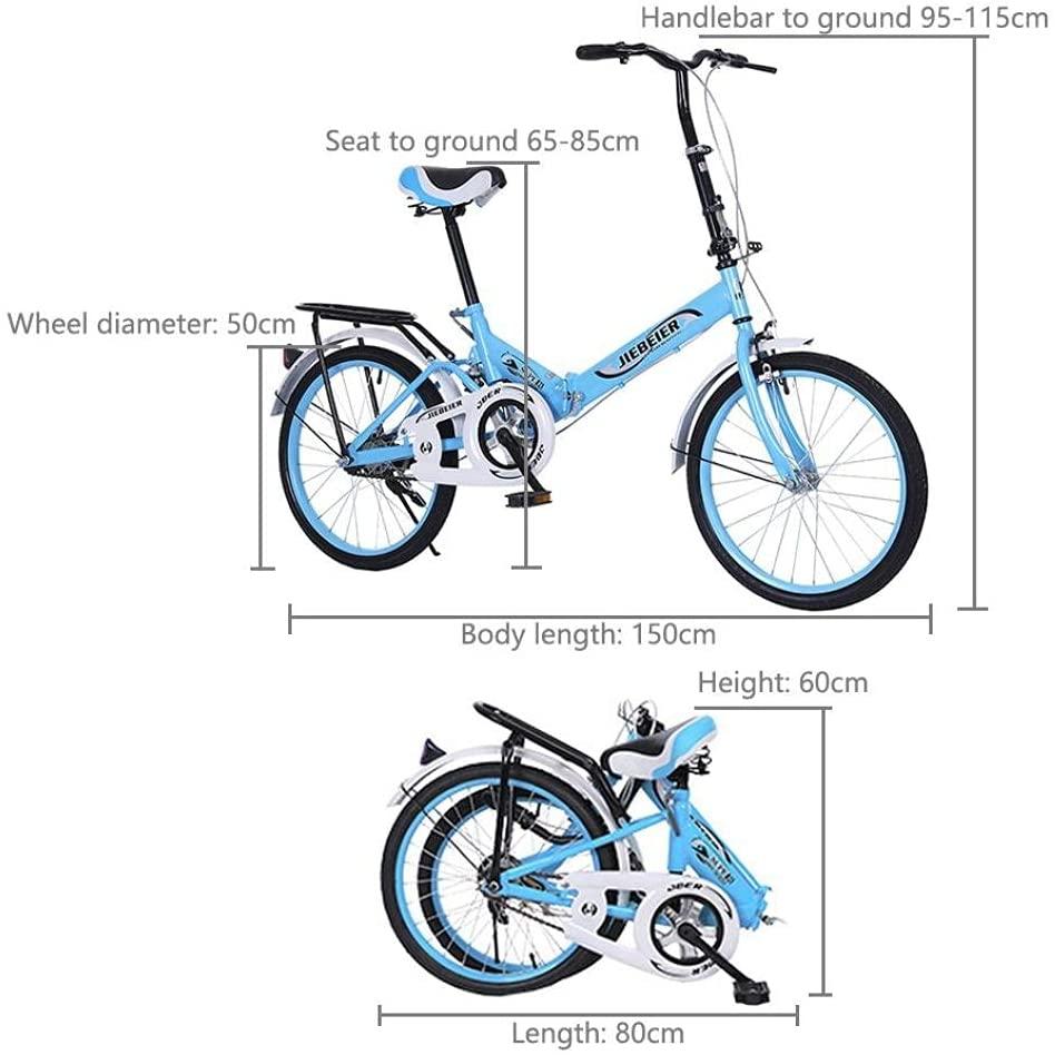 20-inch Folding 7 Speed Foldable Commuter Bicycle for Women Men, Adult Student Ultra-Light Portable Steel Folding Frame Leisure Bicycle for Students, Office Workers
