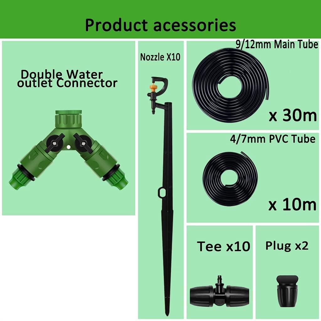 BBGS Automatic Micro Irrigation System, Plant Watering Irrigation Kit, Atomizing Nozzle Mister Dripper for Garden Flower Bed, Patio, Lawn, Greenhouse, Plants (Color : Style 3-30m)