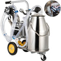 happybuy electric milking machine 25l,milker machine 5-8 cows per hour, 0.55kw 1680 rpm milking equipment with 25l 304 stainless steel bucket single cow milking machine bucket milker for cows and goat