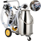 happybuy electric milking machine 25l,milker machine 5-8 cows per hour, 0.55kw 1680 rpm milking equipment with 25l 304 stainless steel bucket single cow milking machine bucket milker for cows and goat