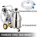happybuy electric milking machine 25l,milker machine 5-8 cows per hour, 0.55kw 1680 rpm milking equipment with 25l 304 stainless steel bucket single cow milking machine bucket milker for cows and goat