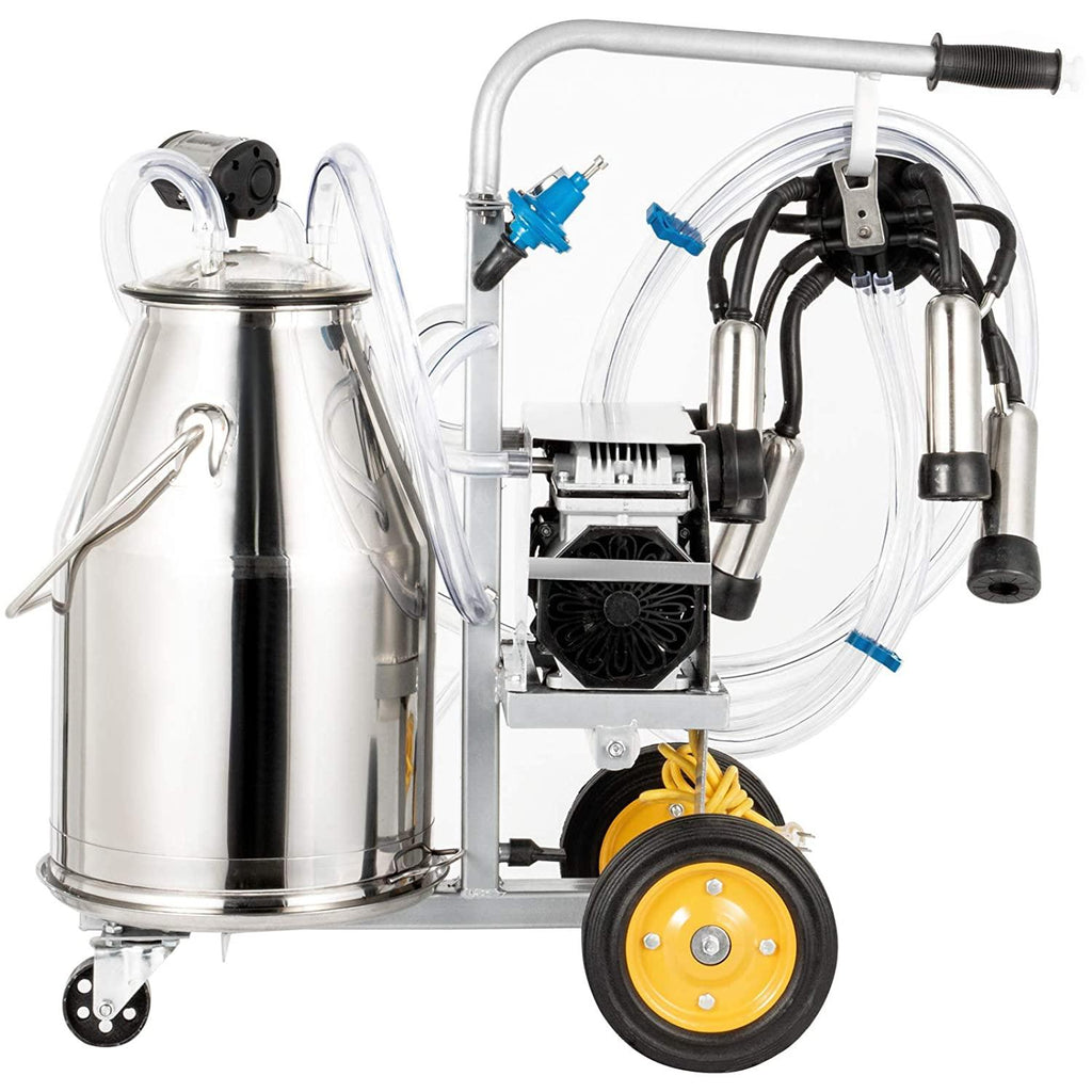 happybuy electric milking machine 25l,milker machine 5-8 cows per hour, 0.55kw 1680 rpm milking equipment with 25l 304 stainless steel bucket single cow milking machine bucket milker for cows and goat