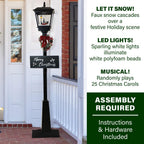 Fraser Hill Farm Let It Snow Series 71-In. Musical Street Lamp in Black with Car Scene, 2 Signs, Cascading Snow, and Christmas Carols