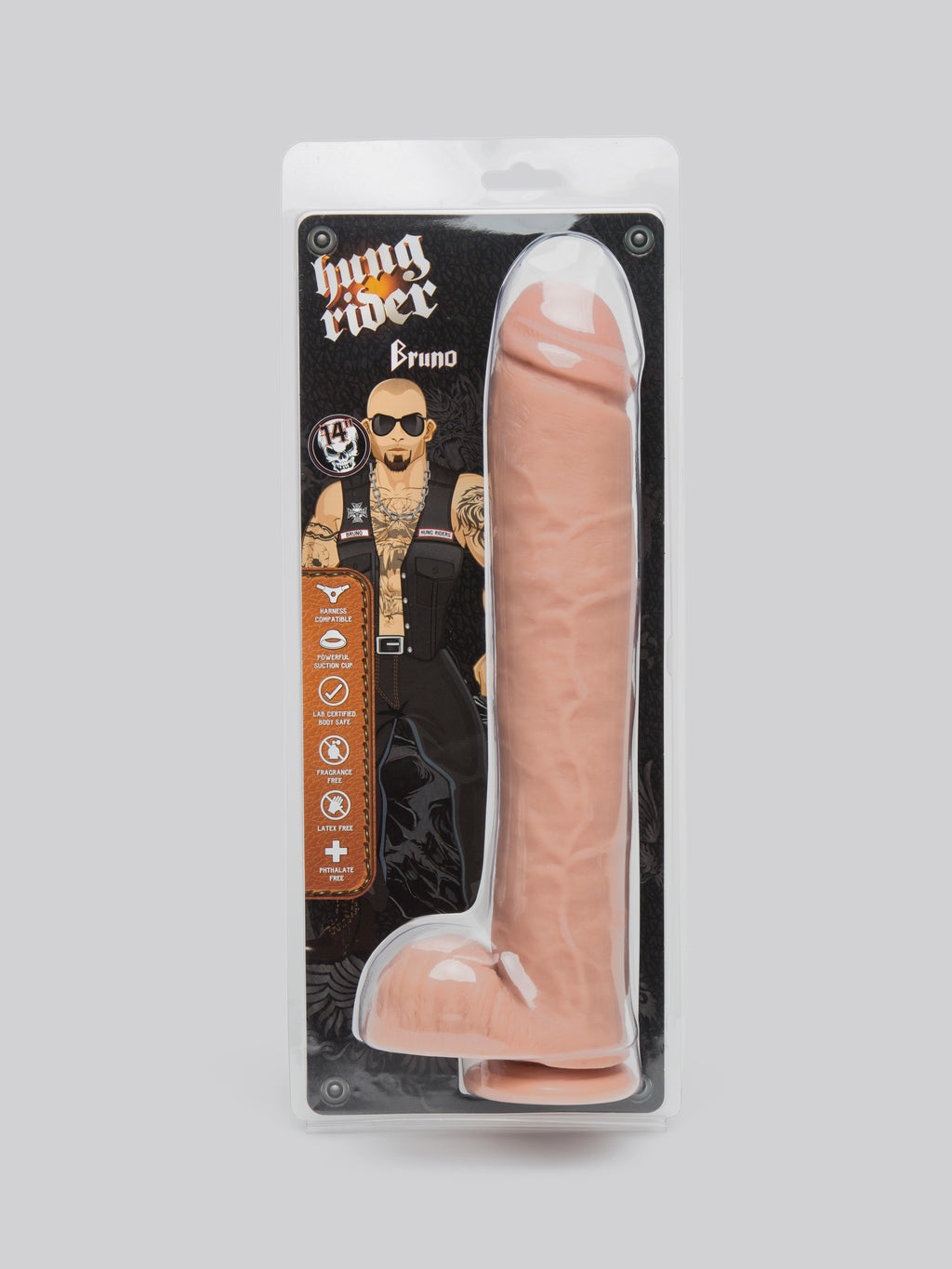 Hung Rider Bruno Large Realistic Suction Cup Dildo 12 Inch, Flesh Pink