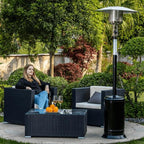 1Pc Outdoor Patio Propane Heater With Portable Wheels 88 Inch Standing Gas Outside Heater Stainless Steel Burner Commercial &amp; Residential Hammered Black For Party Steel Black