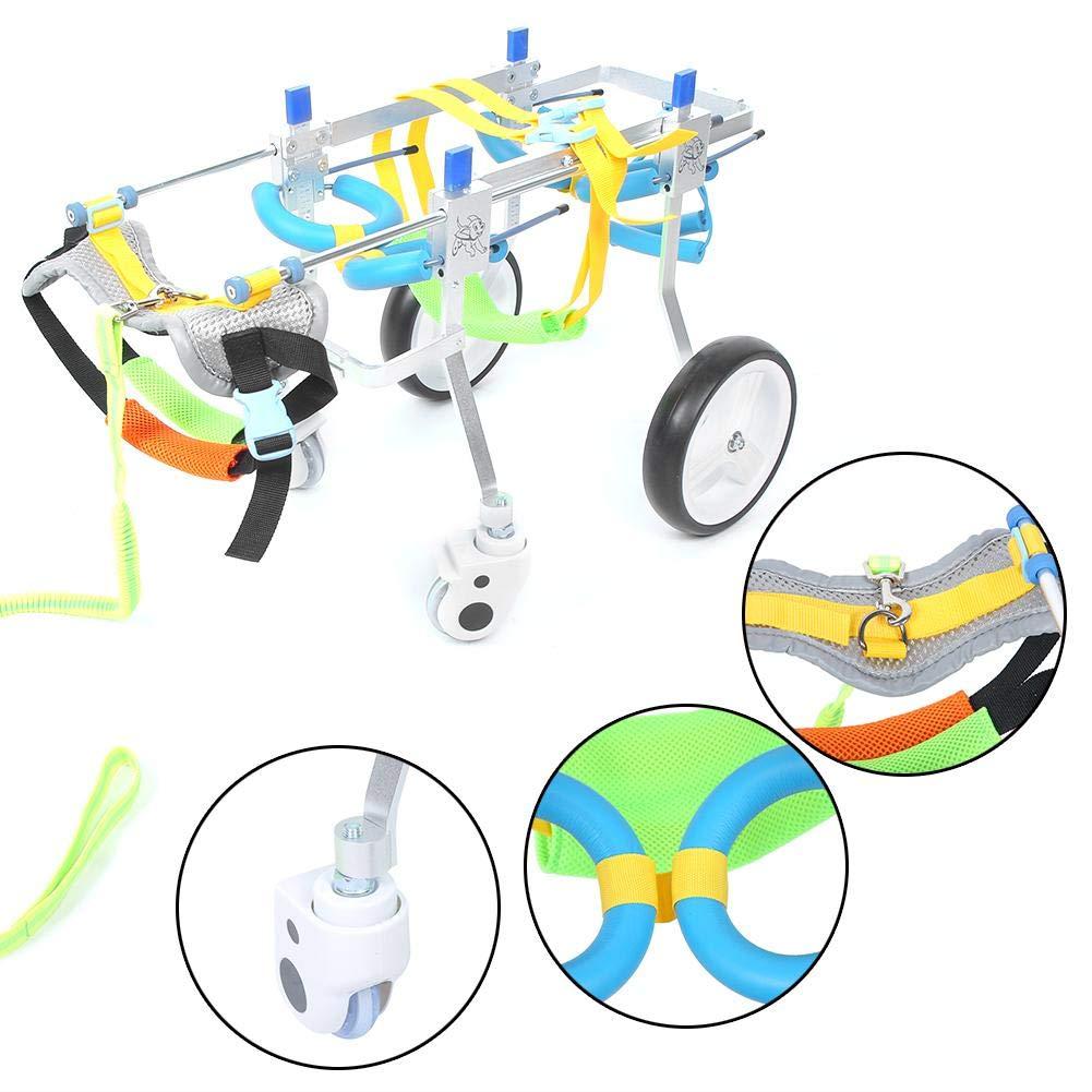 Zouminy Pet Wheelchair, 4-Wheeled Pet Hind Limb Rehabilitation Auxiliary Wheelchair for Paralyzed Handicapped Dog Cat