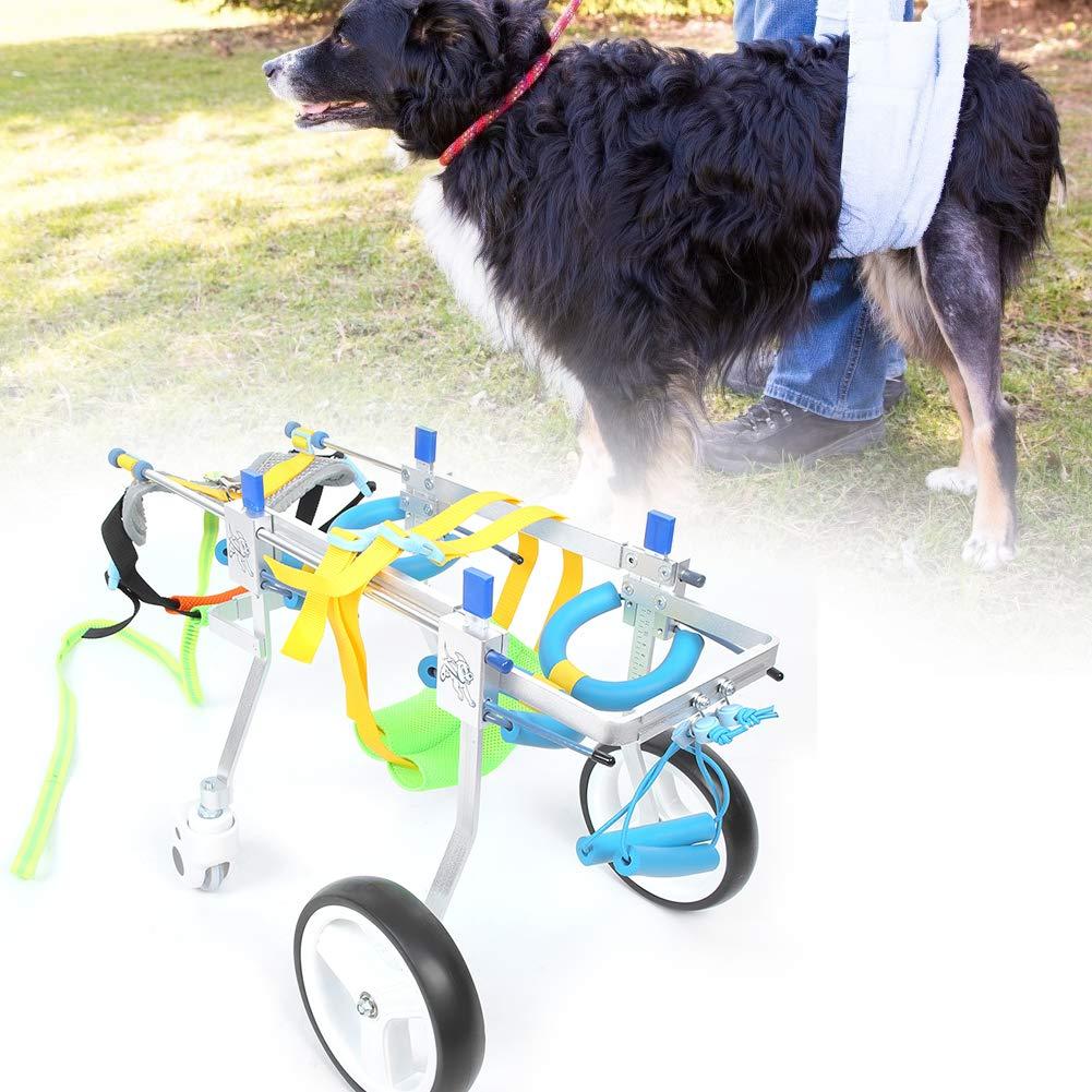Zouminy Pet Wheelchair, 4-Wheeled Pet Hind Limb Rehabilitation Auxiliary Wheelchair for Paralyzed Handicapped Dog Cat