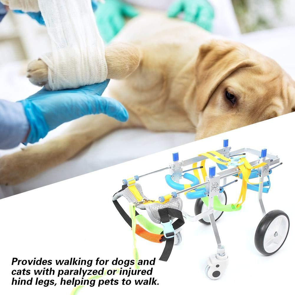 Zouminy Pet Wheelchair, 4-Wheeled Pet Hind Limb Rehabilitation Auxiliary Wheelchair for Paralyzed Handicapped Dog Cat