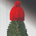 12" Lighted Red LED Knit Cap Christmas Tree Topper, Clear Lights